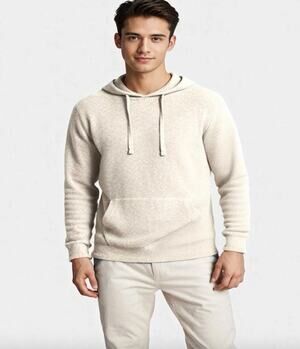 RAINFOREST Waffle Knit Long Sleeve Pullover Size S Mens Top Shirt Hoodie Cream